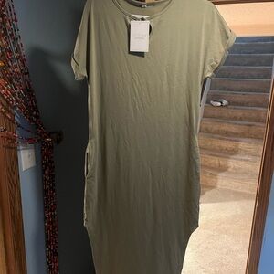 Casual Olive Green T-Shirt Dress